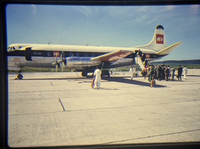 Original Slide Vickers Viscount BAE Airplane On Tarmac Tangiers 1960 Kodachrome 