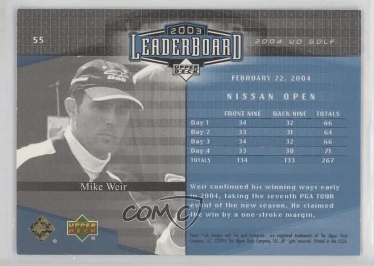 2004 Upper Deck Leaderboard Mike Weir #55 - Image 2 of 2