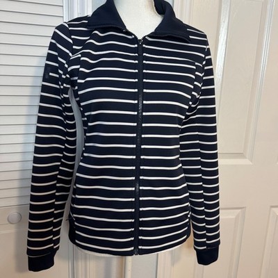 Helly Hansen Womens Navy White Striped Full Zip Jacket Small Nautical HH