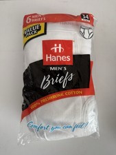 Vintage 1997 Hanes Men s 6 Pack Briefs White Size 34 Underwear 100 Cotton NEW