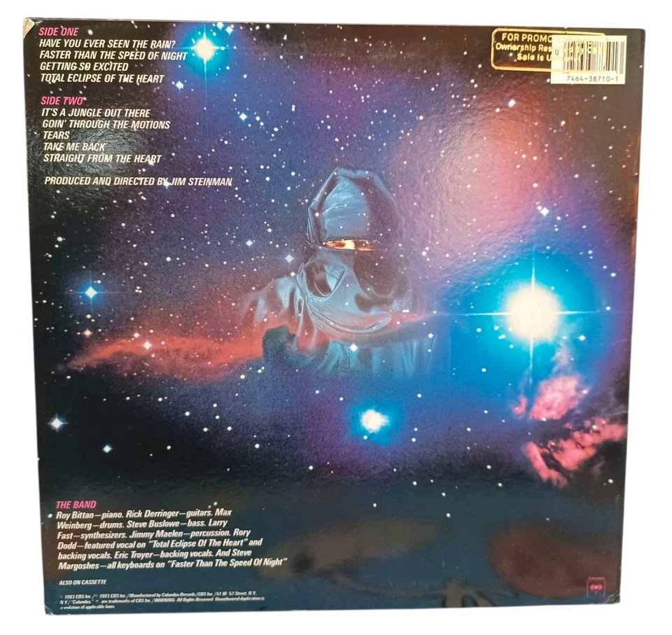 BONNIE TYLER Faster Than The Speed Of Night 1983 LP COL-38710 VG+ / VG+ PROMO Foto 2 de 4