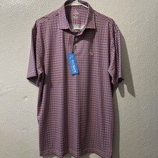 Rhoback New With Tag Men Plaid Performance Golf Polo Size L