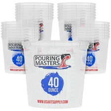 12 Pouring Masters 40 Ounce 1200ml Graduated Plastic Paint Mixing Cups, Measure