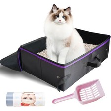 20x14x6.5 Inches, Large Portable Cat Travel Litter Box with Zipped Lid 10 L...