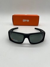 SPY Optic Mens 66mm Polarized Wrap Sunglasses Matte Black Green Lens