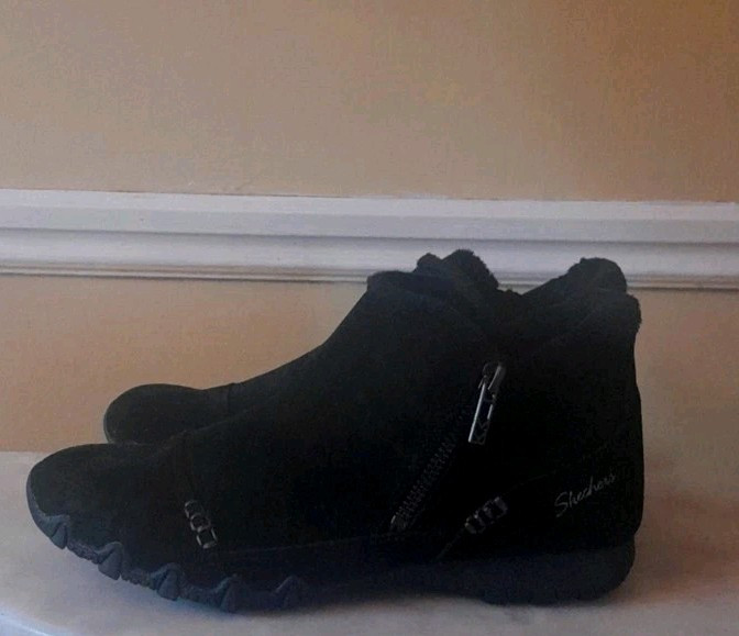 Bootie Ankle Boot Skechers Relaxed Fit Bikers Zippiest Bootie New