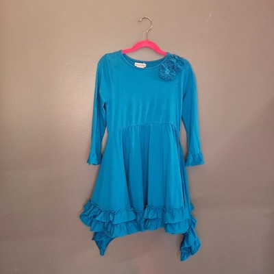 Chasing Fireflies Girls Turquoise Blue Boho Ruffle Dress   Size Medium (7-8)