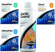 Ultimate Aquarium Treatment Bundle Pack - Metroplex, Kanaplex, Focus, Garlic Gua