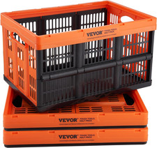 VEVOR 45L Collapsible Milk Crates 3 Packs, Stackable Storage Baskets with Handle