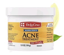 De La Cruz 10 Sulfur Ointment Acne Medication, Max Strength 5.5 OZ, Exp 01/2029