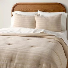 3pc Full/Queen Tonal Stripe Comforter Set Tan - Hearth  Hand with Magnolia