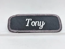 TONY USED EMBROIDERED VINTAGE SEW ON NAME PATCH TAGS ASSORTED COLORS AVAILABLE
