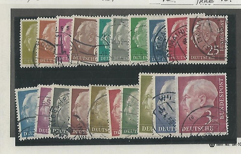 Germany #702-721, 755-761 - 1954-60 Set (USED) cv$21.00