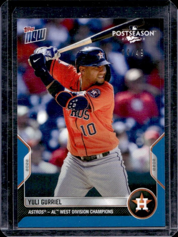 2022 Topps Now Postseason Houston Astros Yuli Gurriel Blue #/49