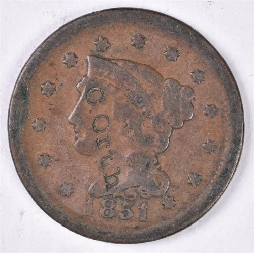 Photo of a 1851-P Large Cent from an eBay listing that sold on Jul 20, 2026