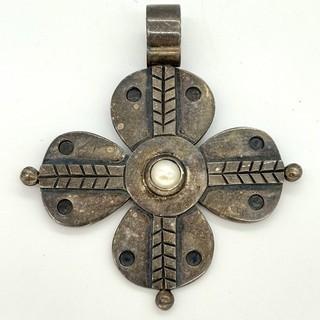 S.B. Navajo Sterling Silver 950 Pearl Statement Pendant