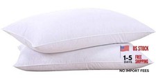 Goose Feathers and Down White Pillows with Standard (Pack of 2) Classic White