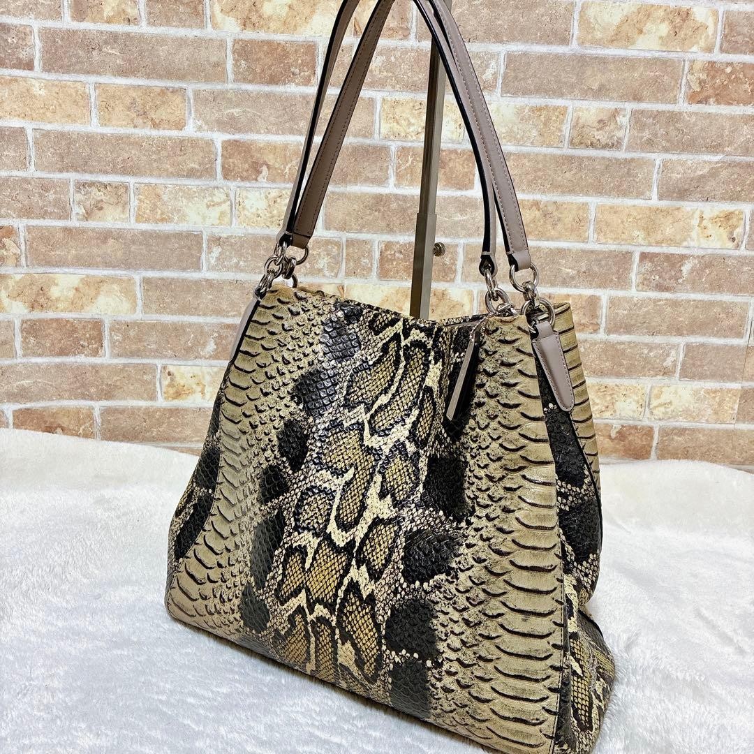 COACH Tote Bag Python Pattern Embossed 8a - image 2