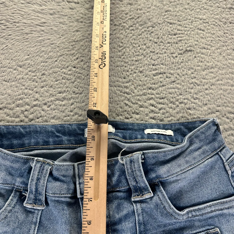 Pantalones de mezclilla Forever 21 para mujer 30x32 azul algodón acampanados desteñidos elásticos tiro alto Foto 3 de 4