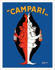 Cappiello – Campari Pierrot & Harlequin Poster (Stretched Canvas) - FREE SHIPP