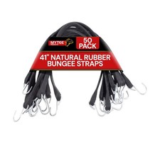 41" Natural Rubber Tarp Bungee Straps Crimped Hooks -  50 Pack