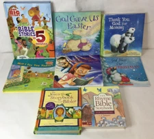 Lot of 8 Kids Religious Christian Books Biblicial Stories Values & Virtues God