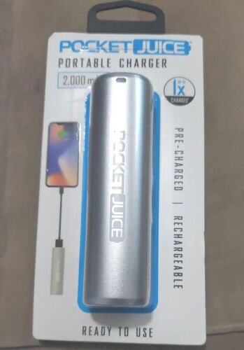 Tzumi Pocket Juice 2000 mAh PORTABLE CHARGER / POWER BANK with USB cord - Afbeelding 1 van 6