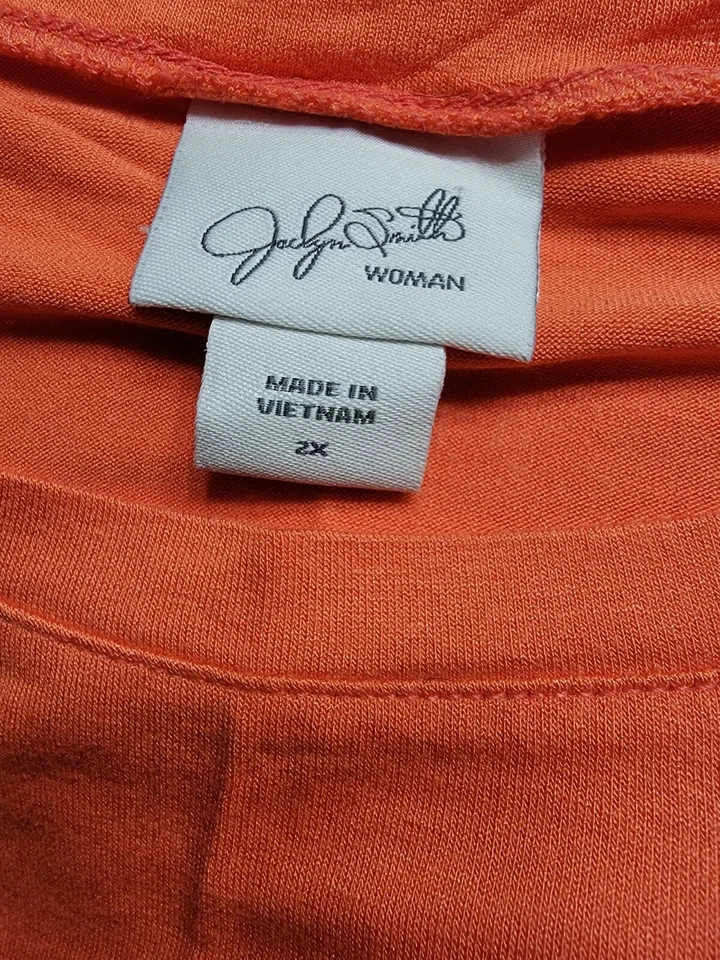 Jaclyn Smith Womens Shirt Top Blouse Size 2X Orange - Image 2 of 4