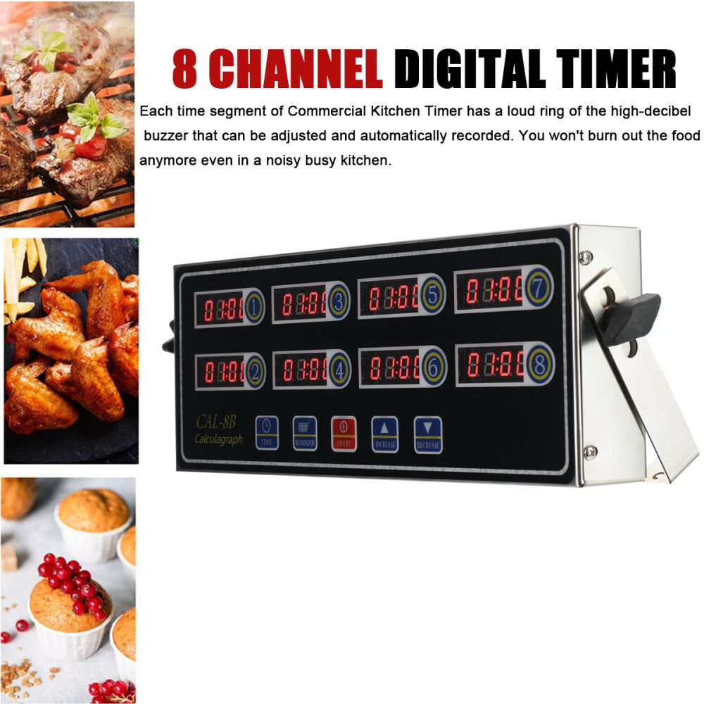 8 Channel Commercial Kitchen Digital Timer Restaurant Timers Alarm LED Display
Opens in a new window