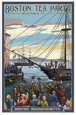 Boston Tea Party, Massachusetts, Ships in Harbor, Dec. 16 1773 - Modern Postcard
