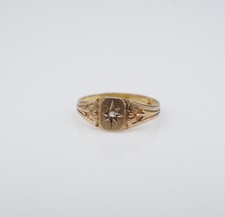 Vintage 10k Diamond Yellow Gold Pinky Baby Ring Size 0.5 Petite Star RG4646