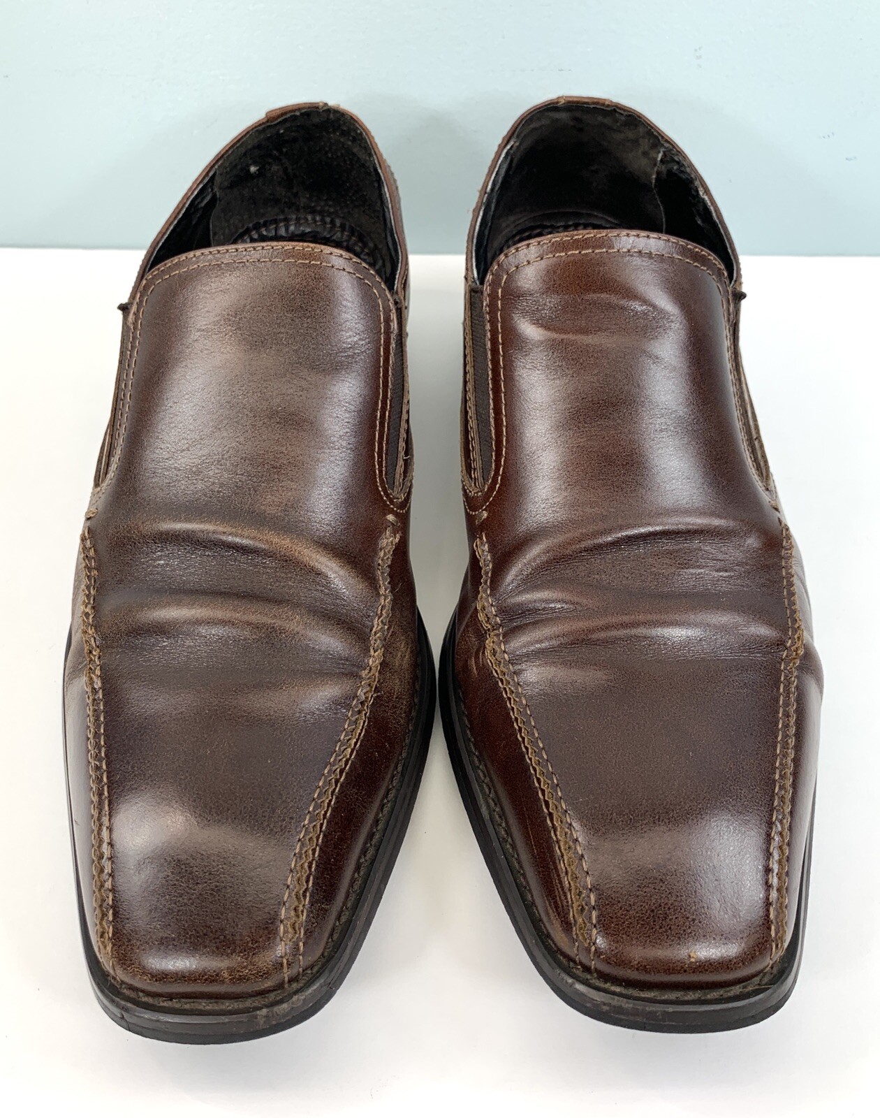 Robert Wayne Brown Leather Slip On Loafers Dress Shoe… Gem