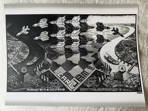 Pearl Jam SE Poster Emek 2018 Seattle PJ Konzert Event Tour selten Escher