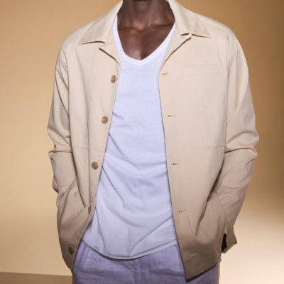 NN07 Shirt Jacket Mens Small Cream Button Up Overshirt Lightweight MURRAY $400