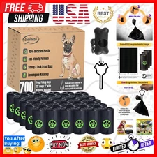 PET BIODEGRADABLE DOG WASTE POOP BAGS BLACK 700 UNSCENTED REFILL ROLLS