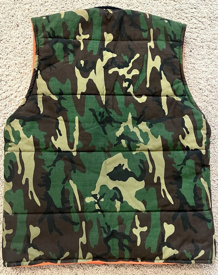 Camo Blaze Orange Hunting Vest Men's SmallVintage - Image 2 of 4