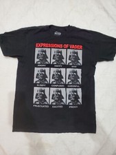 Vintage Star Wars Black Expressions Of Darth Vader T-Shirt Adult Size Large