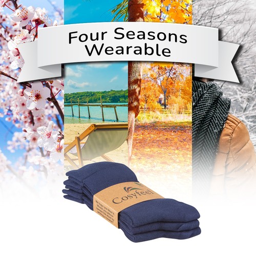 Cosyfeel® Women Crew Dress Socks 3-Pack Bamboo Material Durable Seamless Toe - Picture 26 of 133