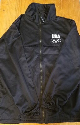 USA Olympics Committee Navy Jacket Blue Full Zip Up Polyester Team USA Size M