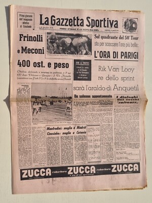 GAZZETTA DELLO SPORT 14 Juli 1963 Rik Van Looy - Troyes - Frinolli Meconi
