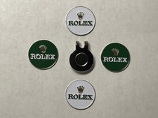 (4) Rare ROLEX 1" Flat Coin Style Golf Markers With BONUS Hat Clip - A Beauty!