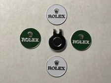 (4) Rare ROLEX 1" Flat Coin Style Golf Markers With BONUS Hat Clip - A Beauty! 