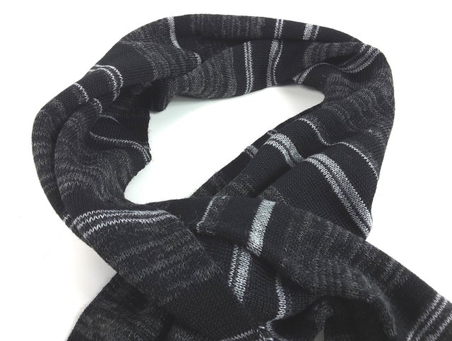 Guess Scarf Los Angeles Men's Women's Black Grey Wool Blend Stripe Weather New for sale online