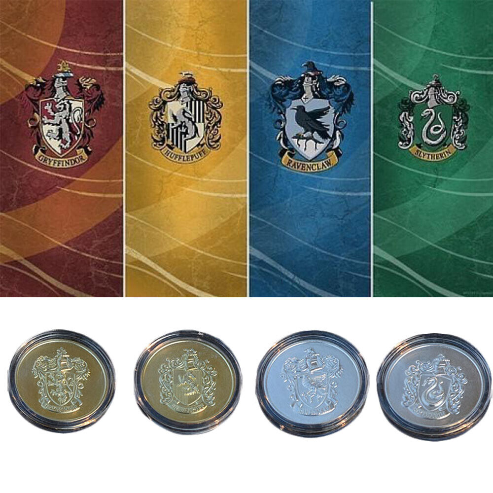 4Pcs Harry Potter Coins Hogwarts House Gryffindor Slytherin Ravenclaw Hufflepuff
