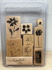 2005 Stampin Up Heartfelt Set Of 9 Wood Mounted Rubber Stamps