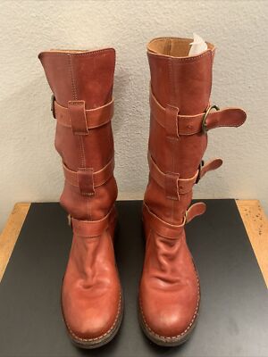Fiorentini + Baker Eternity Engineer Moto Boots Red Brown 3 Buckle