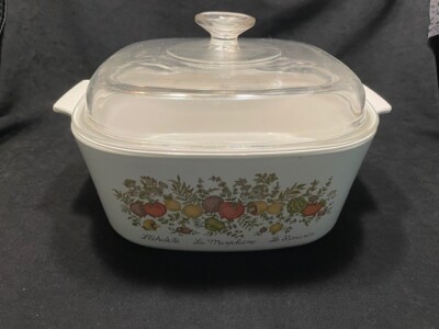 CORNING WARE Spice of Life Qt Casserole PYREX Glass Plastic Lid A-5-B EUC
