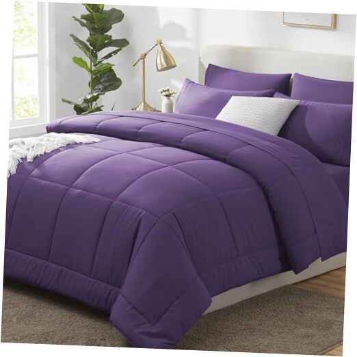 Comforter Set Size - 7 Pieces Bed in a Bag Comforter Sets Full Purple-image