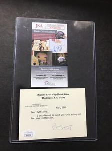 POTTER STEWART SIGNED TYPED LETTER ON PERSONAL U.S. SUPREME COURT JSA CERTIFIED