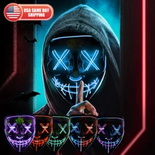 Purge Rave Party Light Up Stitches Scary LED Mask Costume Cosplay Halloween EDC